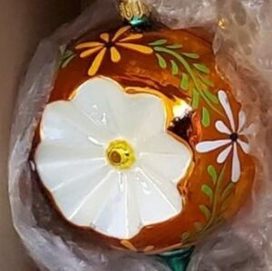 Four Large Hand Blown Glass Lotus Blossom Colorful Christmas Tree Ornaments